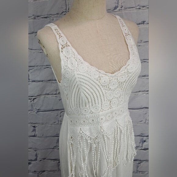 NWT Ambar Women's Summer Dress White Large Guipure Lace Midi Farm Boho Large - Picture 3 of 15